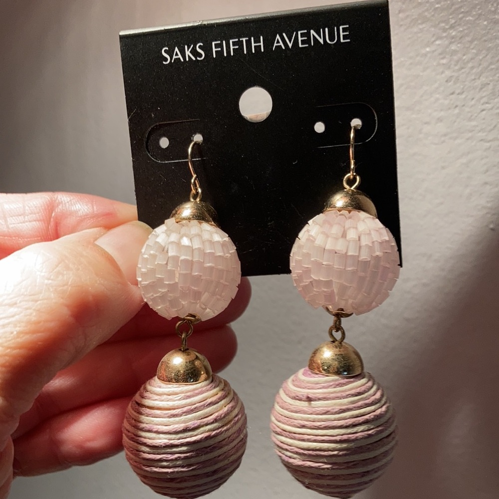 BaubleBar pale pink drop ball earrings. - Picture 4 of 5